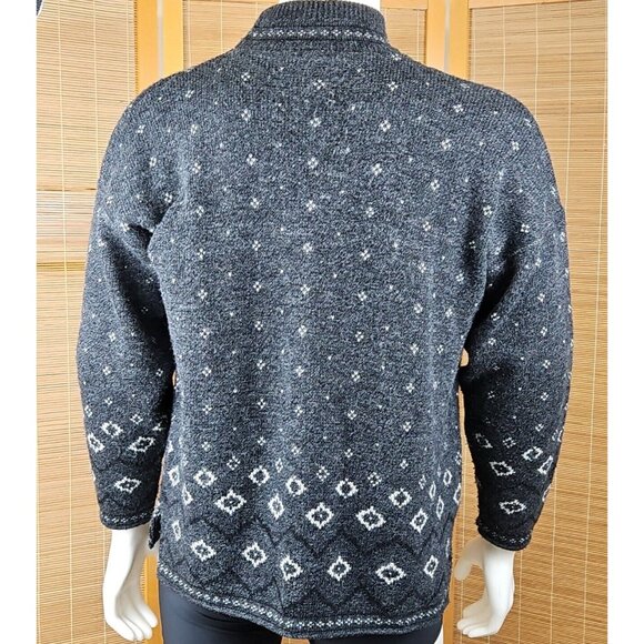 Vtg Ski Sweater Mens Sz M Gray Fair Isle Snowflake Spunky Acrylic Mock Neck USA - Picture 5 of 10